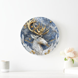 Grande Horloge Ronde Scène Festive Reindeer Wonderland