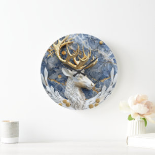 Grande Horloge Ronde Scène Festive Reindeer Wonderland