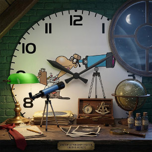 Grande Horloge Ronde Scientifique avec télescope Astronomie Science Hum