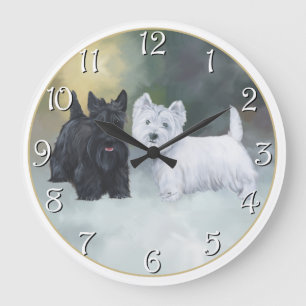Grande Horloge Ronde Scottie Westie Hiver