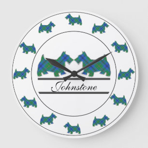 Grande Horloge Ronde Scottish Clan Johnstone Tartan Scottie Dogs