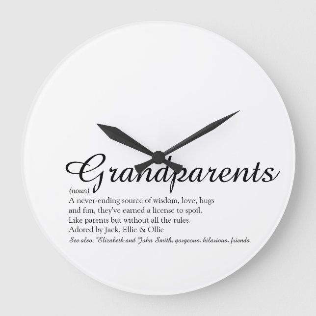 Grande Horloge Ronde Script de définition du meilleur parent (Recto)