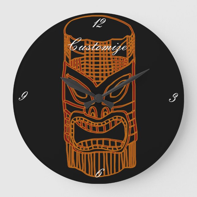 Grande Horloge Ronde Sculpture Thunder_Cove en Tiki d'or (Recto)