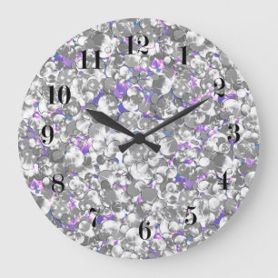 Grande Horloge Ronde Seamless violet purple silver glittery sparkles