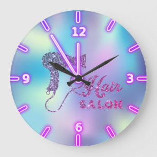 Grande Horloge Ronde Sèche-cheveux holographique ombré tendance adorabl