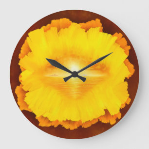 Grande Horloge Ronde "Secret World" surréaliste peinture d'île au couch