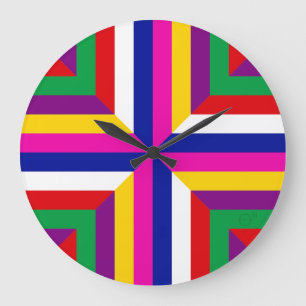 Grande Horloge Ronde Section Stellaire - Bleu/Magenta - Équilibrée