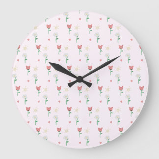 Grande Horloge Ronde Sérénité| Mignonne cadenas Motif rose