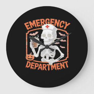 Grande Horloge Ronde Service d'urgence Funny Halloween Nurse Essenti