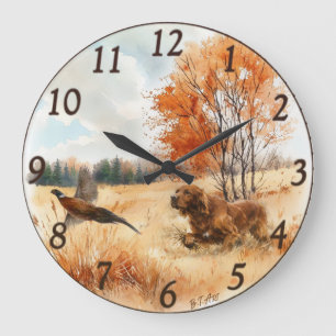 Grande Horloge Ronde Setter Irlandais sur le Terrain – Élégance de la C