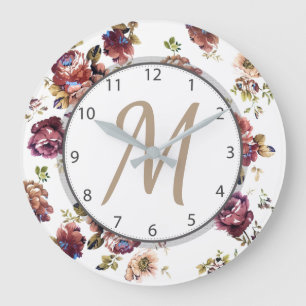 Grande Horloge Ronde Shabby Chic Florals