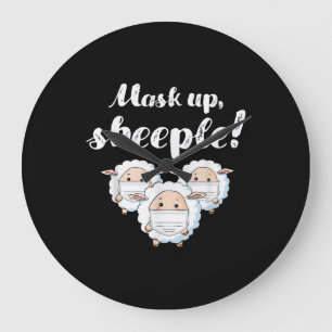 Grande Horloge Ronde Sheep in mask   Animal Lovers Perfect Gift