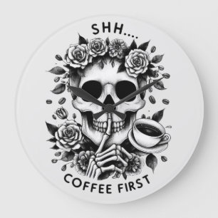 Grande Horloge Ronde Shhh...Café d'abord