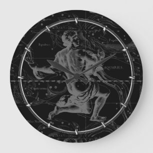 Grande Horloge Ronde Signe Aquarius Carte de la constellation par Hevel