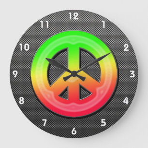 Grande Horloge Ronde Signe de paix lisse