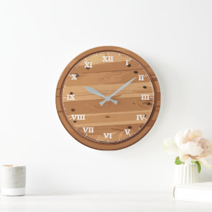 Grande Horloge Ronde SIGNE EN BOIS rustique