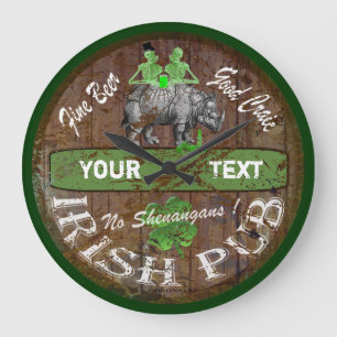 Grande Horloge Ronde Signe irlandais personnalisé de pub