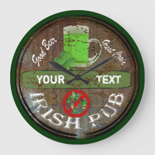 Grande Horloge Ronde Signe irlandais personnalisé de pub