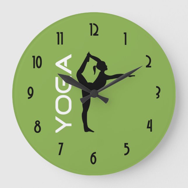 Grande Horloge Ronde Silhouette à pose sur Green Background (Recto)