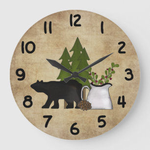 Grande Horloge Ronde Silhouette Bear