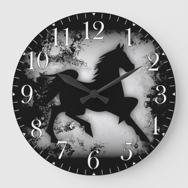 Grande Horloge Ronde Silhouette de cheval à l'allure occidentale (Recto)