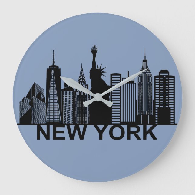 Grande Horloge Ronde silhouette de la ville de New York (Recto)