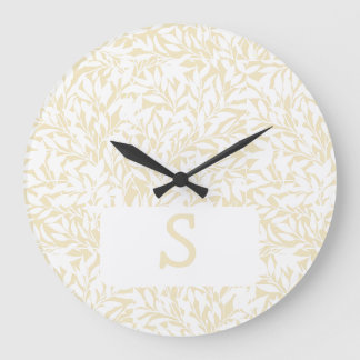 Grande Horloge Ronde Silhouette de tourbillon de saule - Jaune