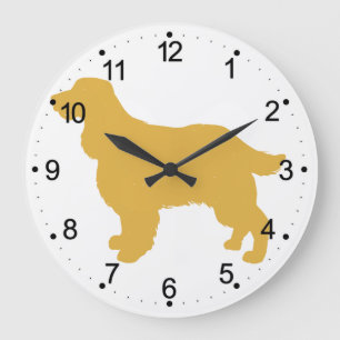 Grande Horloge Ronde Silhouette d'or de Cocker - Choisir la couleur de 