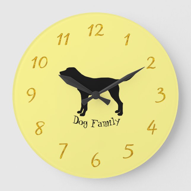 Grande Horloge Ronde Silhouette du labrador d'or (Recto)