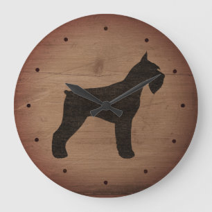 Grande Horloge Ronde Silhouette Schnauzer Géant Style rustique