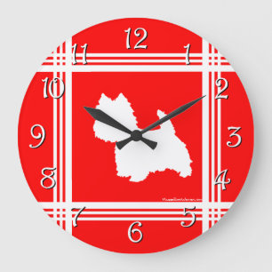 Grande Horloge Ronde Silhouette Westie Rouge