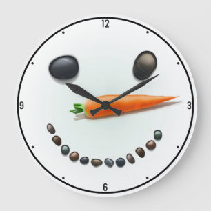 Grande Horloge Ronde Silly Snowman Face Winter Holiday Custom