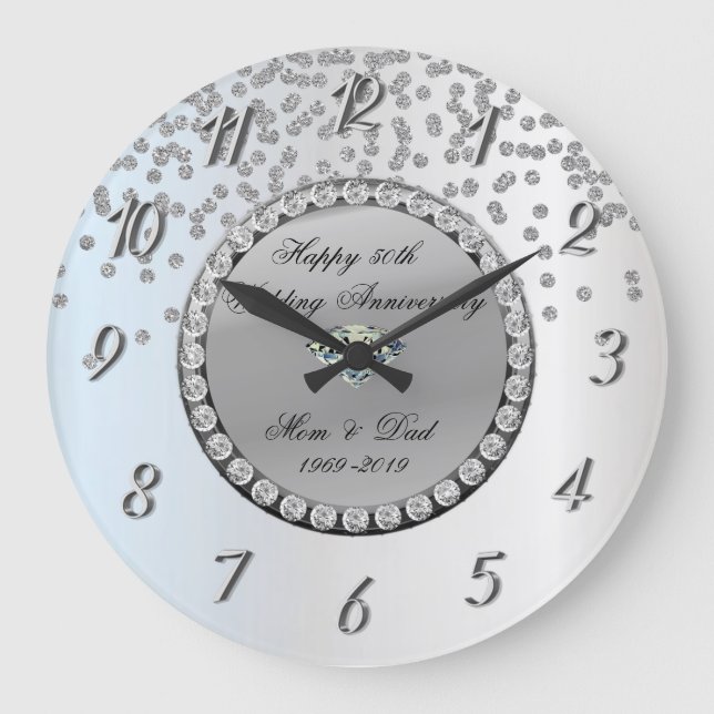 Grande Horloge Ronde Silver Diamonds 25e anniversaire de mariage (Recto)