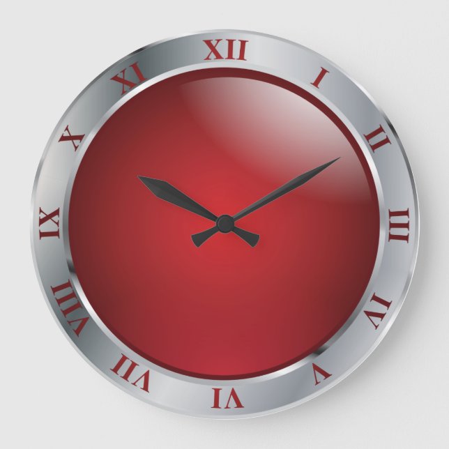 Grande Horloge Ronde Silver et rouge (Recto)