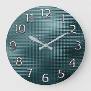 Grande Horloge Ronde Silver Gray Grey Arabic Numbers