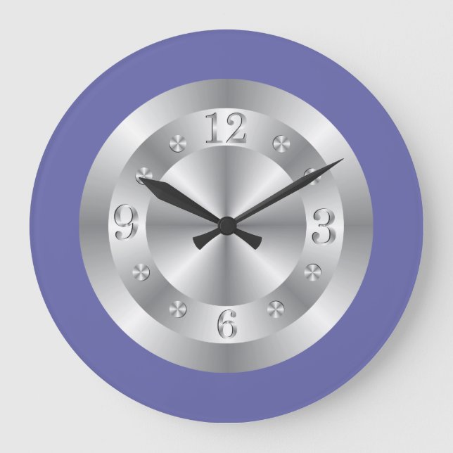 Grande Horloge Ronde Silver Grey Et Périwinkle Bleu (Recto)