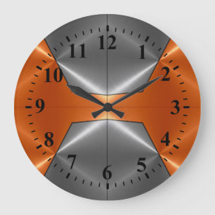 Grande Horloge Ronde Silver Orange Stainless