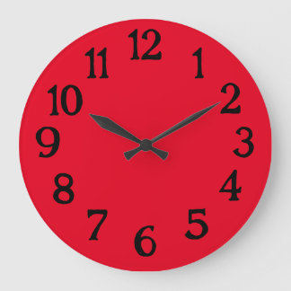 Grande Horloge Ronde Simple cadenas noir et rouge normal