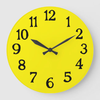 Grande Horloge Ronde Simple cadenas normal noir et jaune