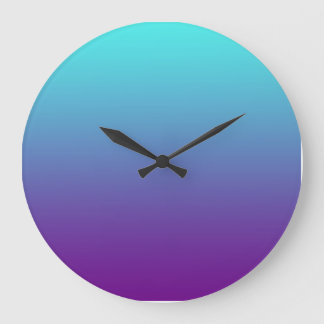 Grande Horloge Ronde Simple dégradé Arrière - plan Turquoise Bleu pourp