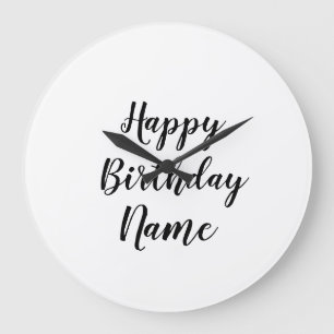 Grande Horloge Ronde simple joyeux anniversaire minimal ajoutez votre n