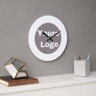 Grande Horloge Ronde Simple Logo and Text Business  personallze