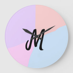 Grande Horloge Ronde simple logo monogramme minimal personnalisé