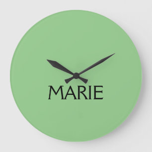 GRANDE HORLOGE RONDE SIMPLE MINIMAL VERT AJOUTEZ VOTRE NOM TEXTE CADEAU