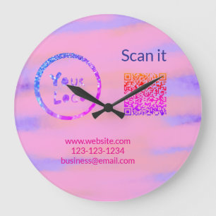 Grande Horloge Ronde Simple minimum q r code ajouter logo code d'analys