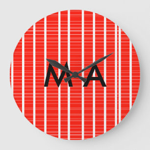 Grande Horloge Ronde Simple monogramme ajouter votre nom lettre man min