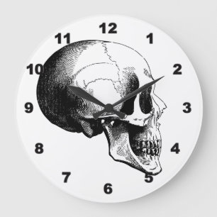 Grande Horloge Ronde Skull Wall Clock
