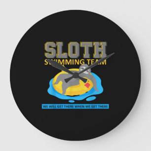 Grande Horloge Ronde Sloth Swim Team Swim Team Funny Cadeau