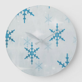 Grande Horloge Ronde Snowflakes Bling