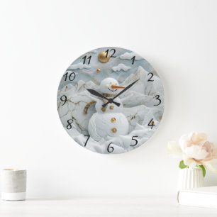 Grande Horloge Ronde Snowman dans le village de Père Noël